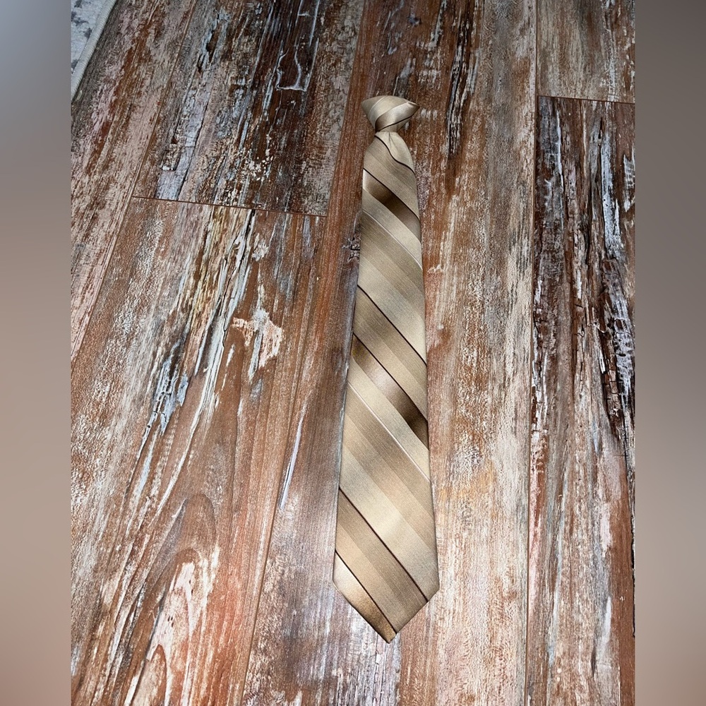 Men’s Vintage Botany500 Gold Diagonal Striped Clip on Tie